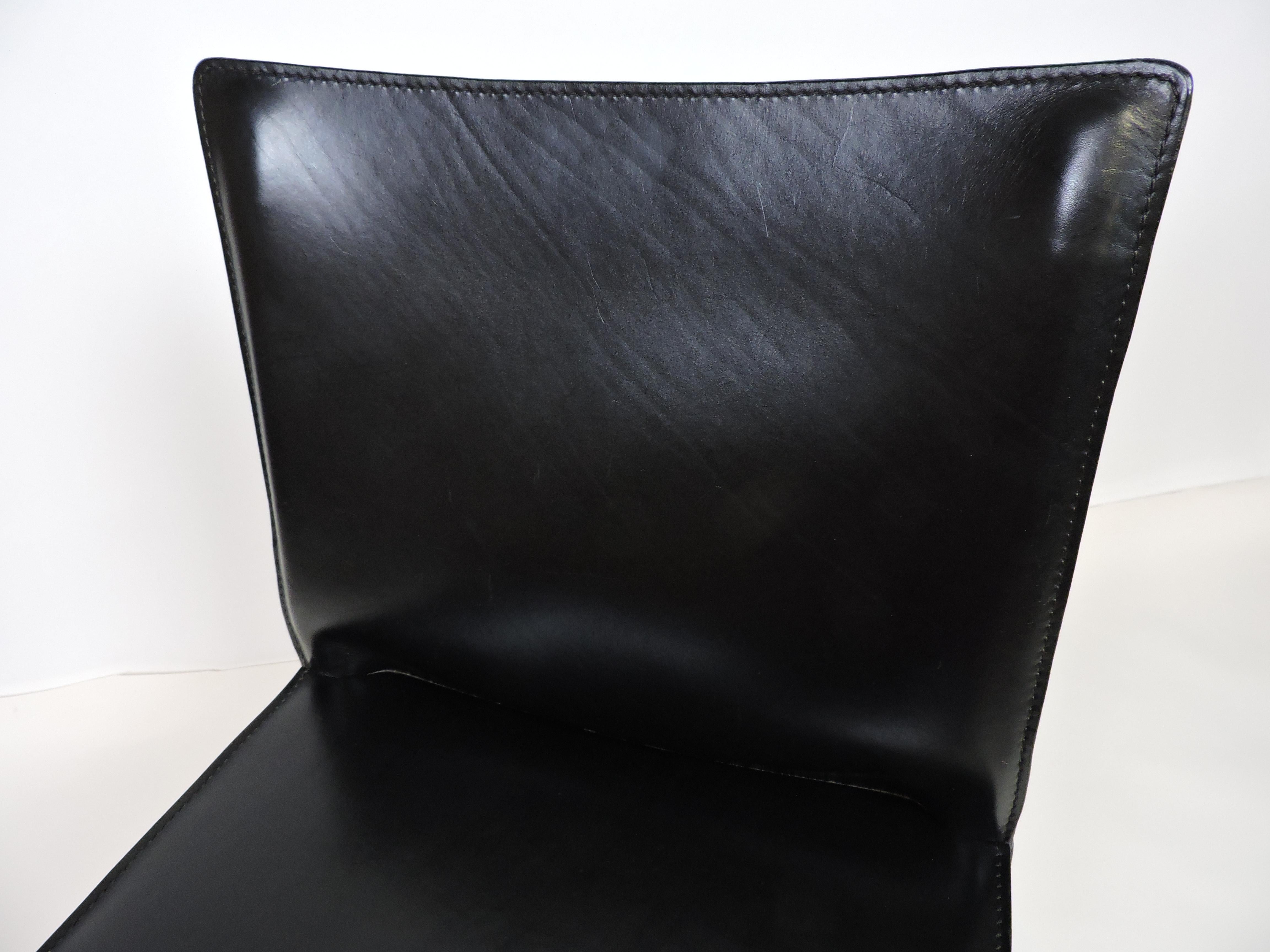 Mario Bellini CAB 412 Italian Modern Black Leather Side Chair for Cassina 3