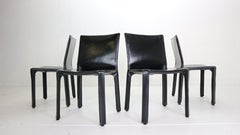 Mario Bellini "Cab-412" Set of 2 Black Leather Chairs for Cassina, 1970