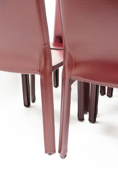 Mario Bellini Cab 412 sidechairs for Cassina, Bordeaux Red, Set of 8