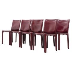 Mario Bellini Cab 412 sidechairs for Cassina, Bordeaux Red, Set of 8