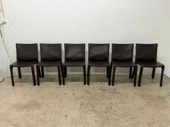 Mario Bellini Cab 413 – Esszimmerstühle aus braunem Leder für Cassina – 6er-Set