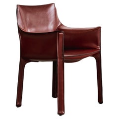 Mario Bellini "CAB 413” Chair for Cassina, Bordeaux Leather, 1977