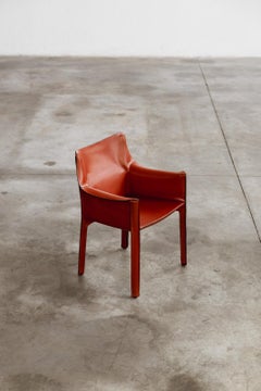 Mario Bellini “CAB 413” Chair for Cassina, China Red Leather, 1977