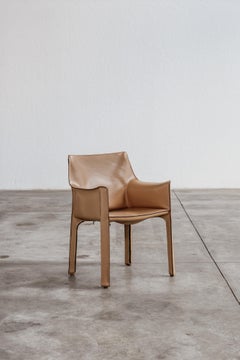 Sedia "CAB 413" di Mario Bellini per Cassina, pelle naturale, 1977