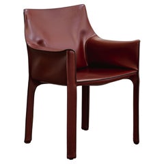 Mario Bellini “CAB 413” Chair for Cassina, Russian Red Leather, 1977
