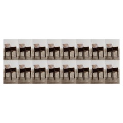 Vintage Mario Bellini "CAB 413" Chairs for Cassina in Dark Brown, 1977, Set of 16