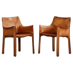 Chaises Mario Bellini "CAB 413" pour Cassina, cuir cognac, 1977, lot de 2