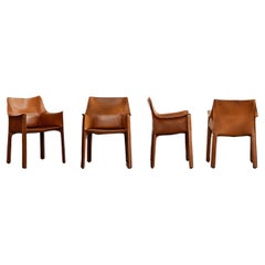 Chaises "CAB 413" de Mario Bellini pour Cassina, cuir cognac, 1977, lot de 4