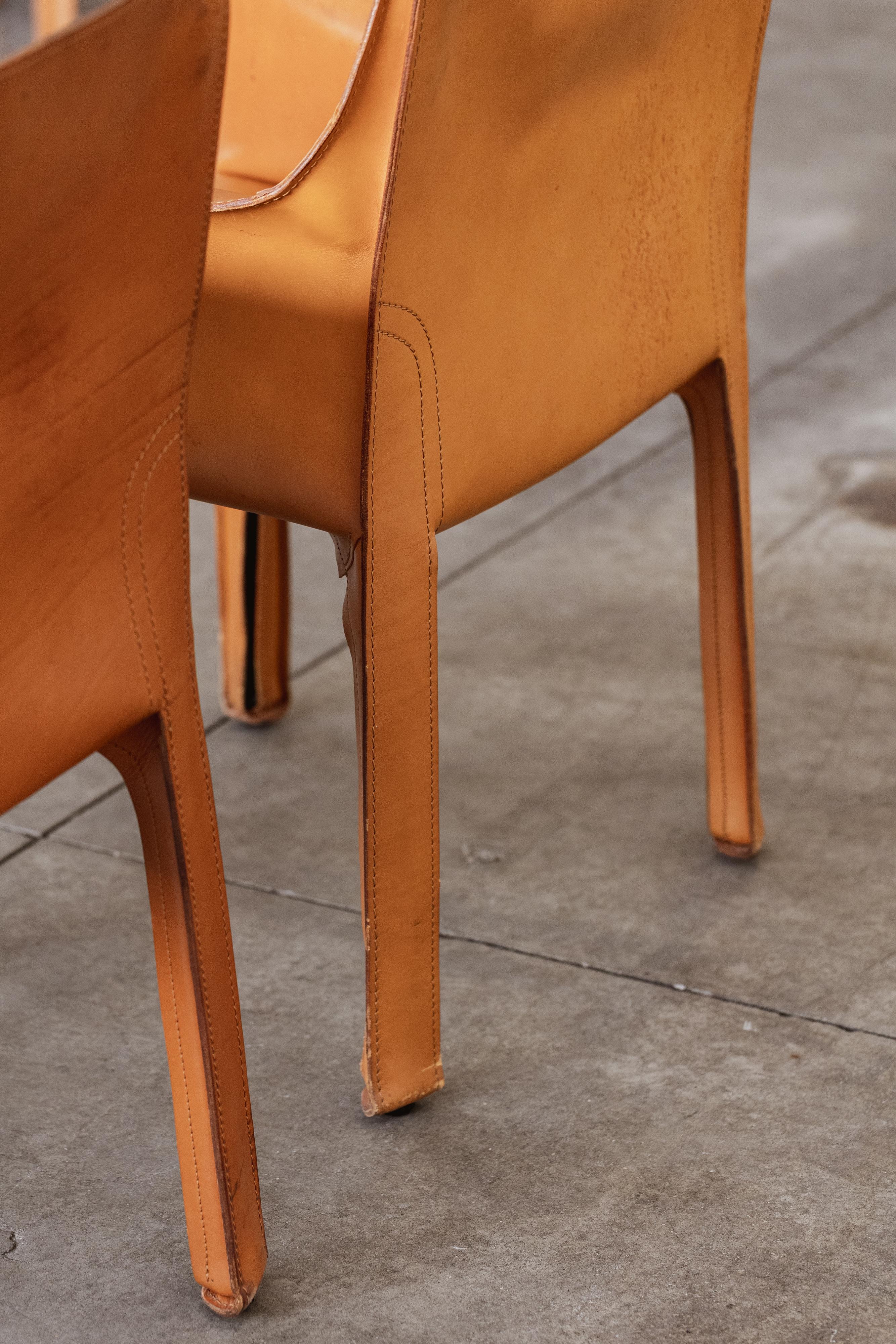 Mario Bellini “CAB 413” Chairs for Cassina, Cognac Leather, 1977, Set of 6 For Sale 1