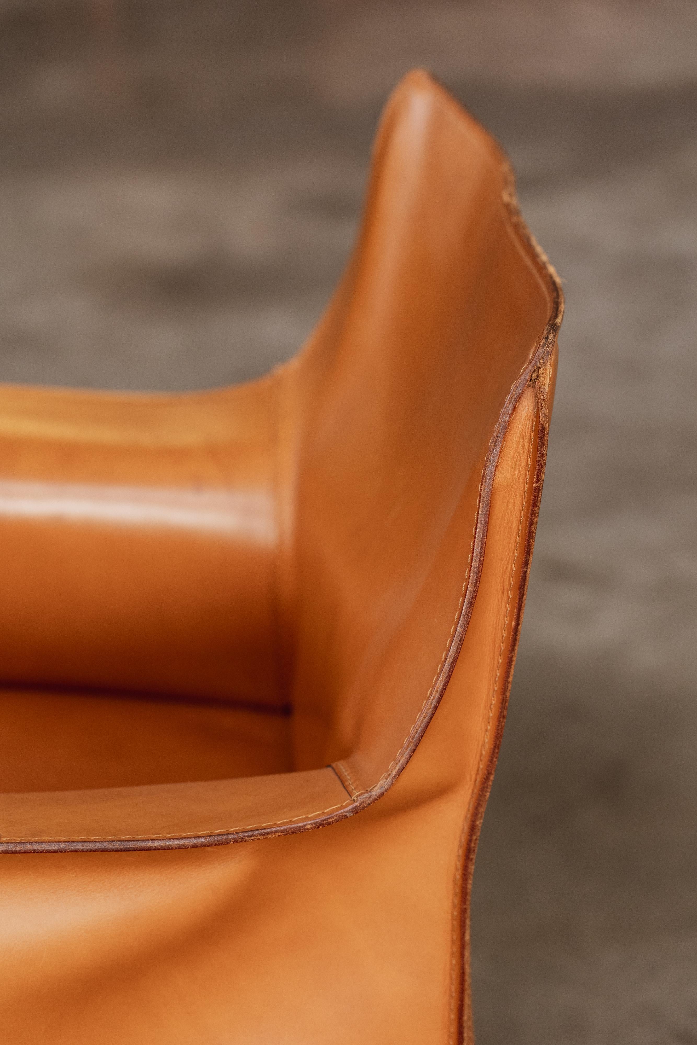 Mario Bellini “CAB 413” Chairs for Cassina, Cognac Leather, 1977, Set of 6 For Sale 3
