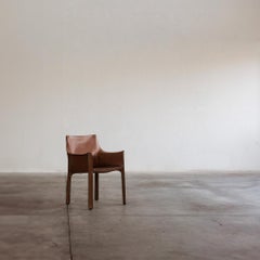 Mario Bellini "CAB 413” Chair for Cassina, Hazelnut Leather, 1977