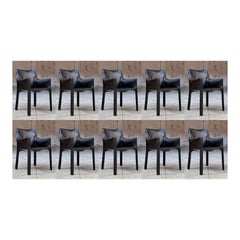 Mario Bellini "CAB 413" Chairs for Cassina in Black, 1977, Set of 10