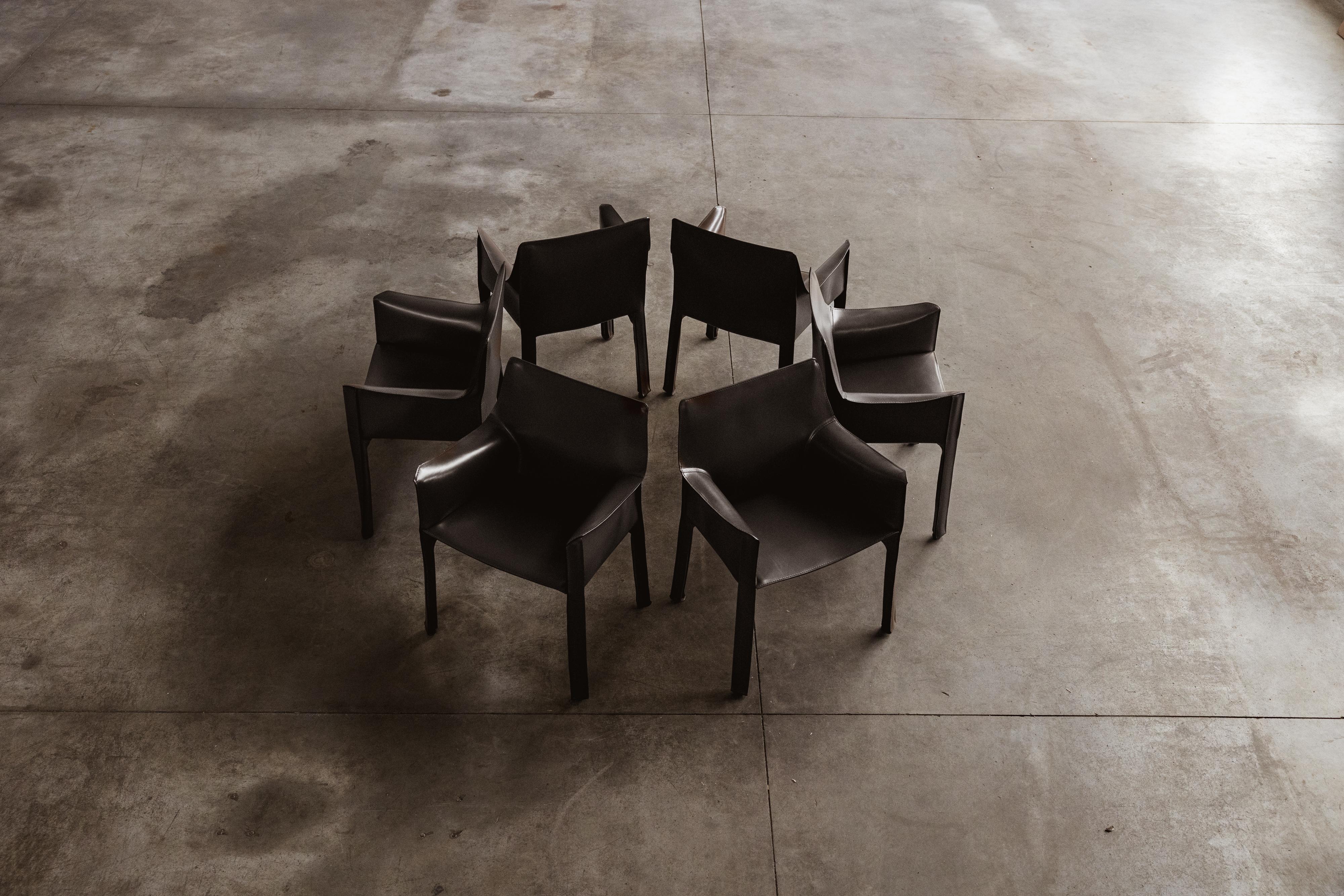 Chaises de salle à manger CAB 413 de Mario Bellini pour Cassina, 1977, lot de 6 en vente 7