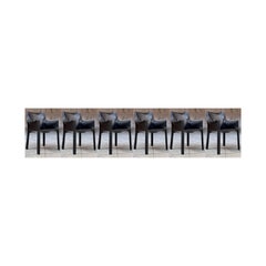 Mario Bellini "CAB 413" Chairs for Cassina in Black, 1977, Set of 6