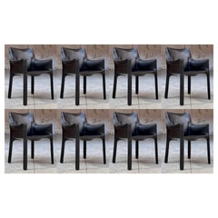 Vintage Mario Bellini "CAB 413" Chairs for Cassina in Black, 1977, Set of 8