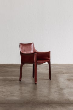 Mario Bellini "CAB 413” Chair for Cassina, Bordeaux Leather, 1977