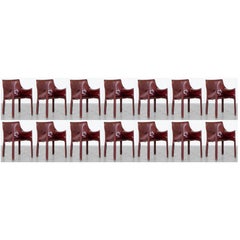 Mario Bellini "CAB 413" Chairs for Cassina in Bordeaux, 1977, Set of 14
