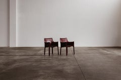 Sedie "CAB 413" di Mario Bellini per Cassina, in pelle bordeaux, 1977, Set di 2