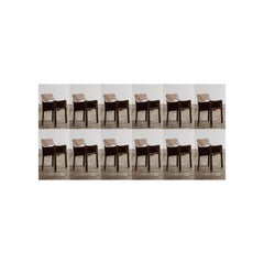 Chaises "CAB 413" de Mario Bellini pour Cassina en Brown foncé, 1977, ensemble de 12 pièces