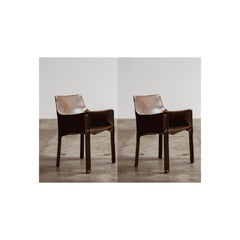 Mario Bellini "CAB 413" Stühle für Cassina in Dark Brown, 1977, 2 Stück