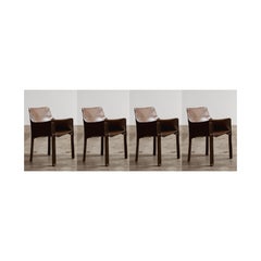Vintage Mario Bellini "CAB 413" Chairs for Cassina in Dark Brown, 1977, Set of 4