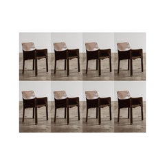 Vintage Mario Bellini "CAB 413" Chairs for Cassina in Dark Brown, 1977, Set of 8