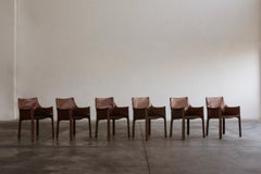 Mario Bellini "CAB 413” Chairs for Cassina, Hazelnut Leather, 1977, Set of 6