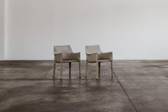 Mario Bellini “CAB 413” Chairs for Cassina, Ivory Leather, 1977, Set of 2
