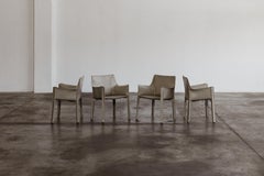 Mario Bellini “CAB 413” Chairs for Cassina, Ivory Leather, 1977, Set of 4