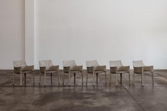 Mario Bellini “CAB 413” Chairs for Cassina, Ivory Leather, 1977, Set of 6