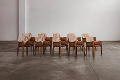 Mario Bellini "CAB 413” Chairs for Cassina, Natural Leather, 1977, Set of 10