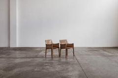 Mario Bellini "CAB 413” Chairs for Cassina, Natural Leather, 1977, Set of 2