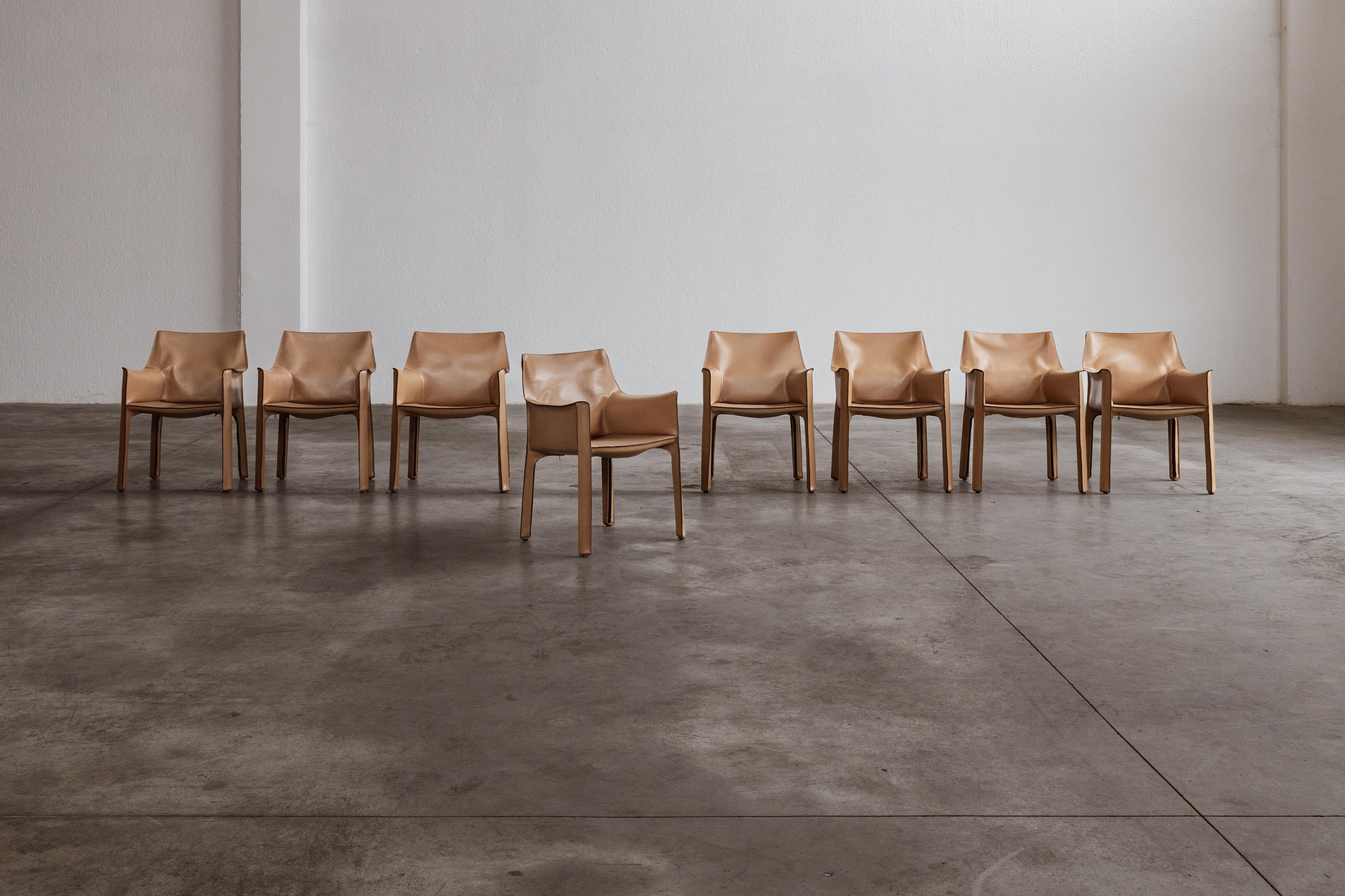 Mario Bellini „CAB 413 Stühle für Cassina, Naturleder, 1977, Set von 8 Stühlen im Angebot 6