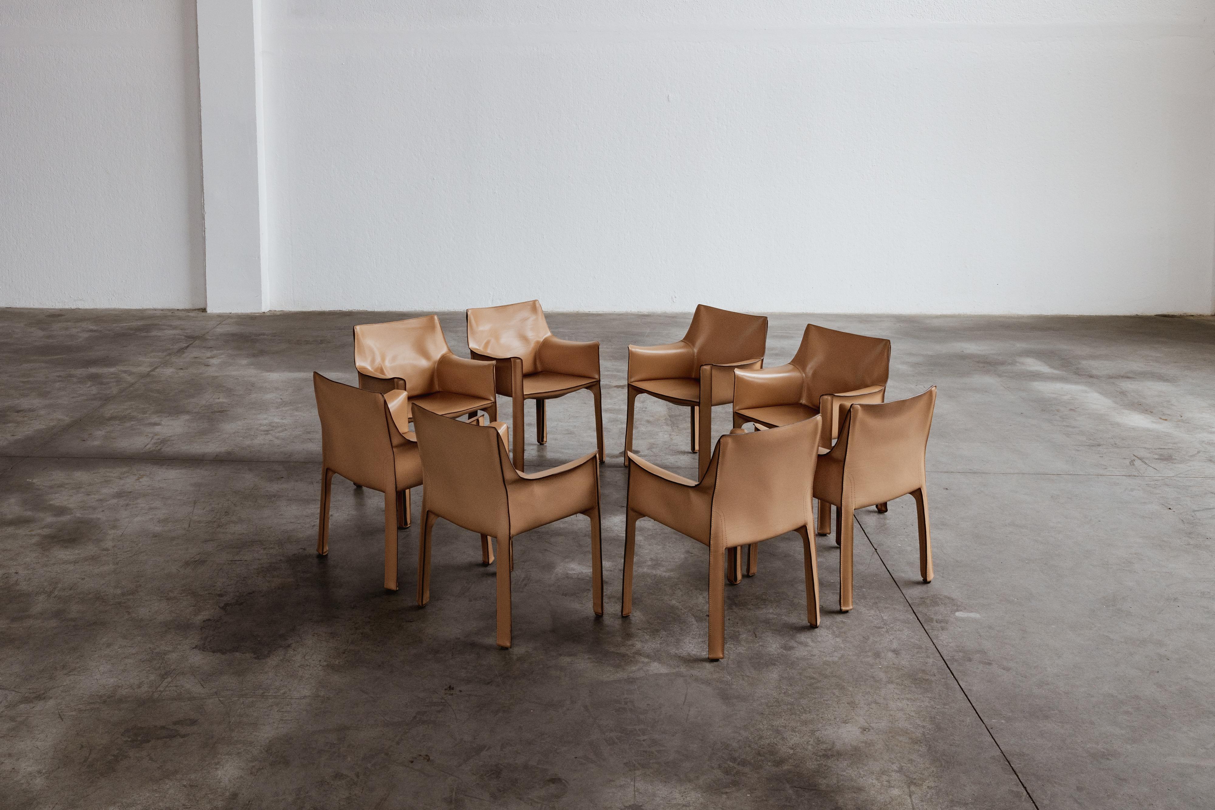 Mario Bellini „CAB 413 Stühle für Cassina, Naturleder, 1977, Set von 8 Stühlen im Angebot 7