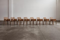 Mario Bellini "CAB 413” Chairs for Cassina, Natural Leather, 1977, Set of 8