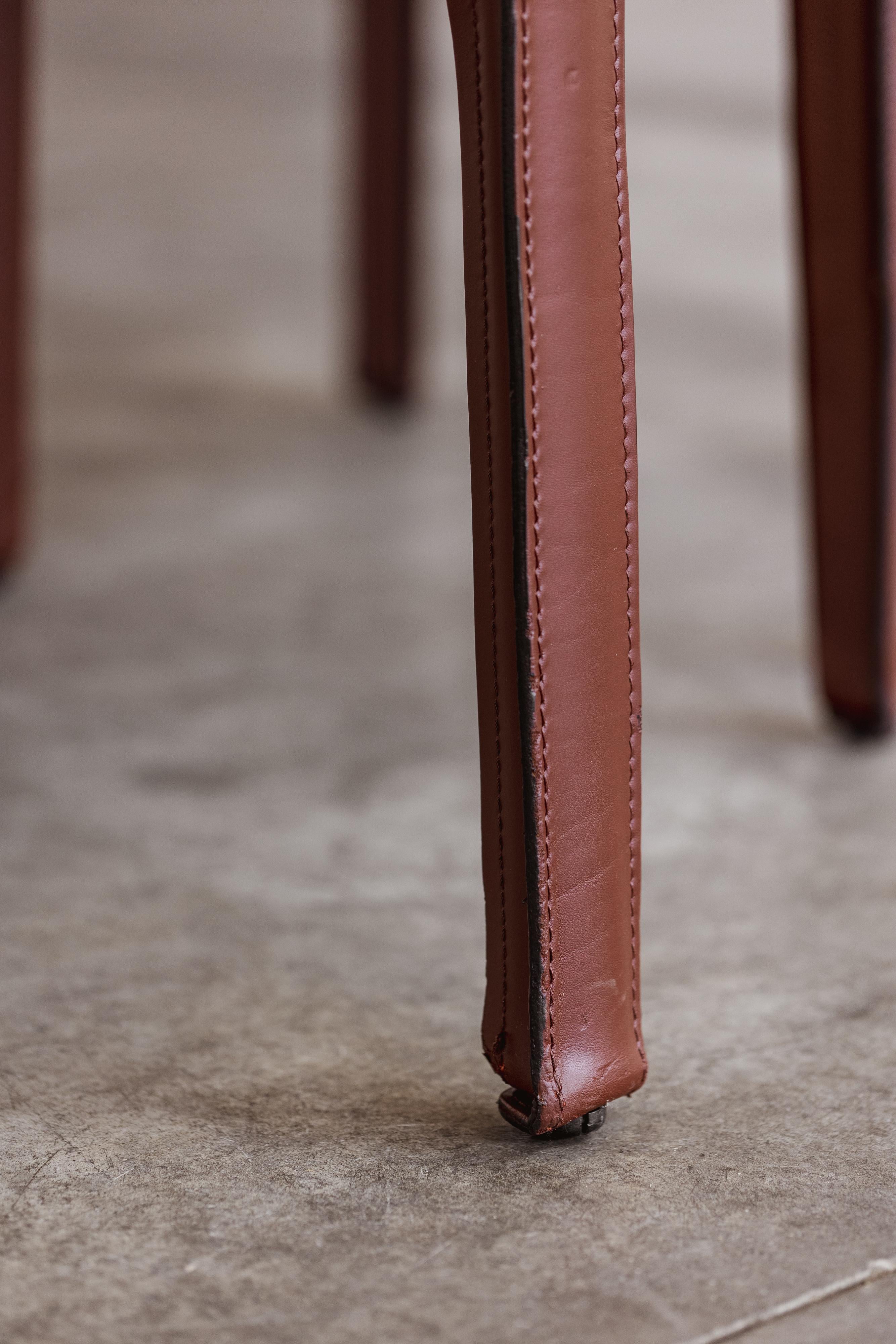 Mario Bellini “CAB 413” Chairs for Cassina, Russian Red Leather, 1977, Set of 6 en vente 5