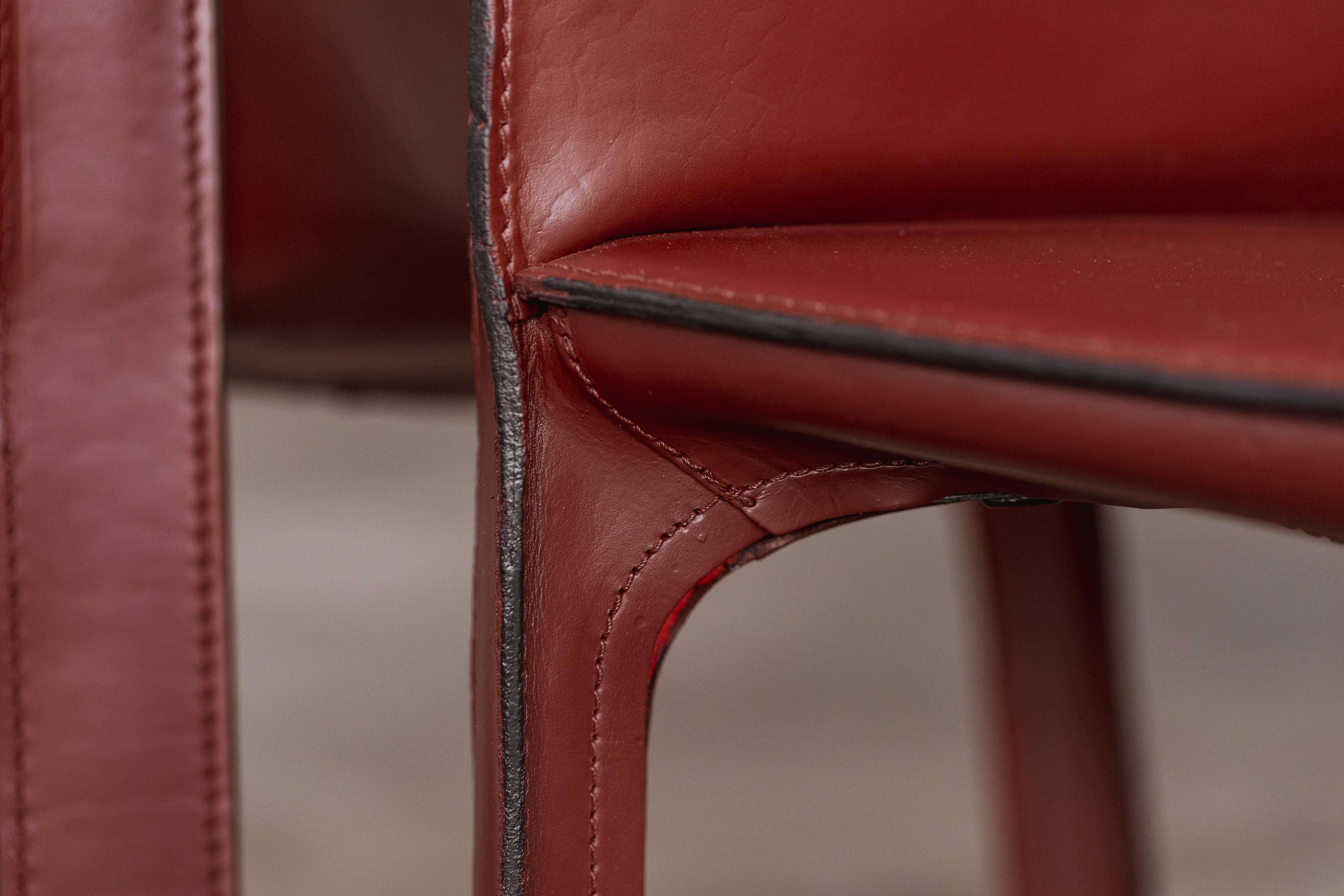 Mario Bellini “CAB 413” Chairs for Cassina, Russian Red Leather, 1977, Set of 6 en vente 6