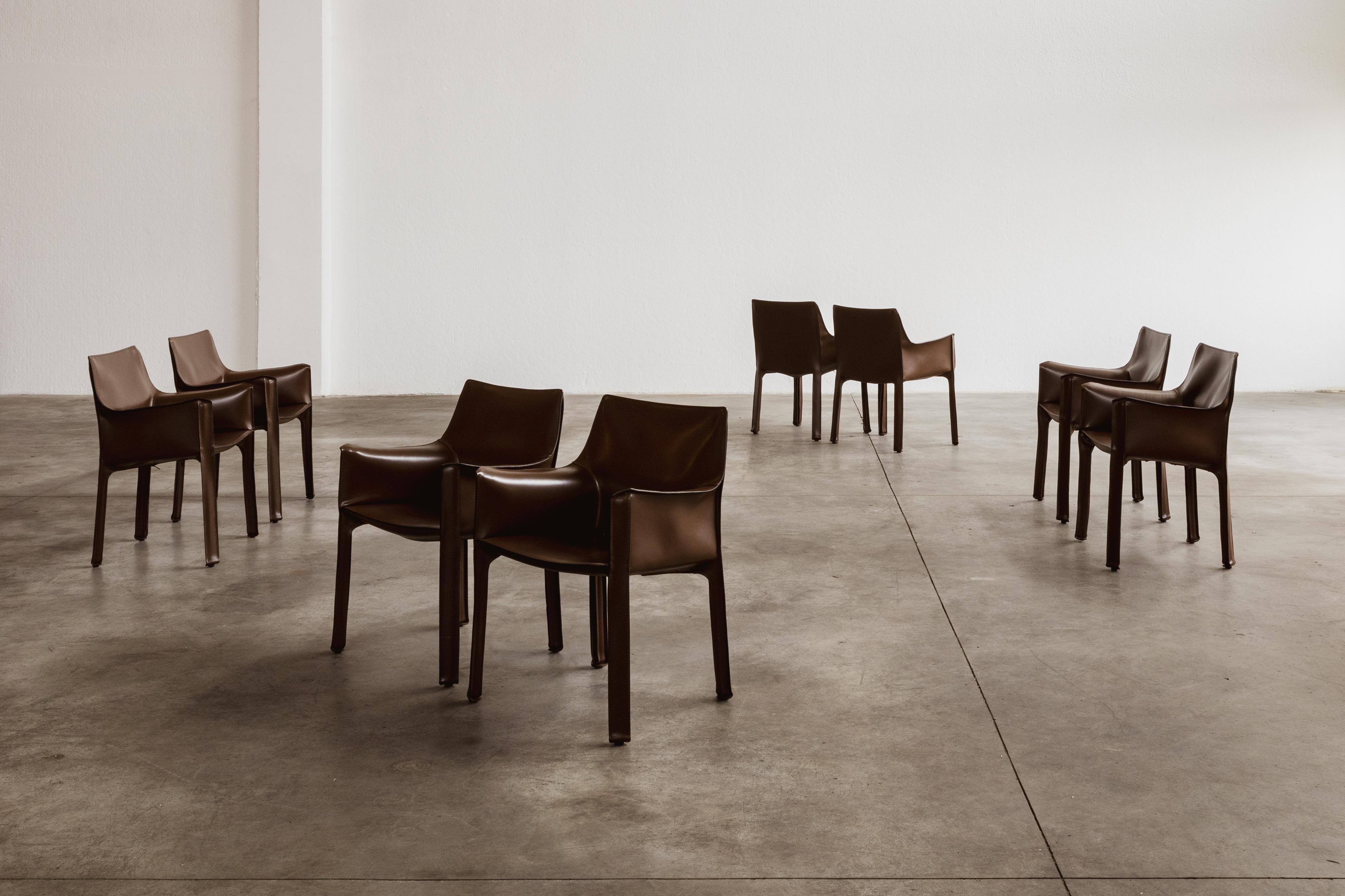 Mario Bellini „CAB 413 Stühle für Cassina, Tabakleder, 1977, Set von 16 Stühlen im Angebot 7