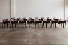 Mario Bellini "CAB 413” Chairs for Cassina, Tobacco Leather, 1977, Set of 16
