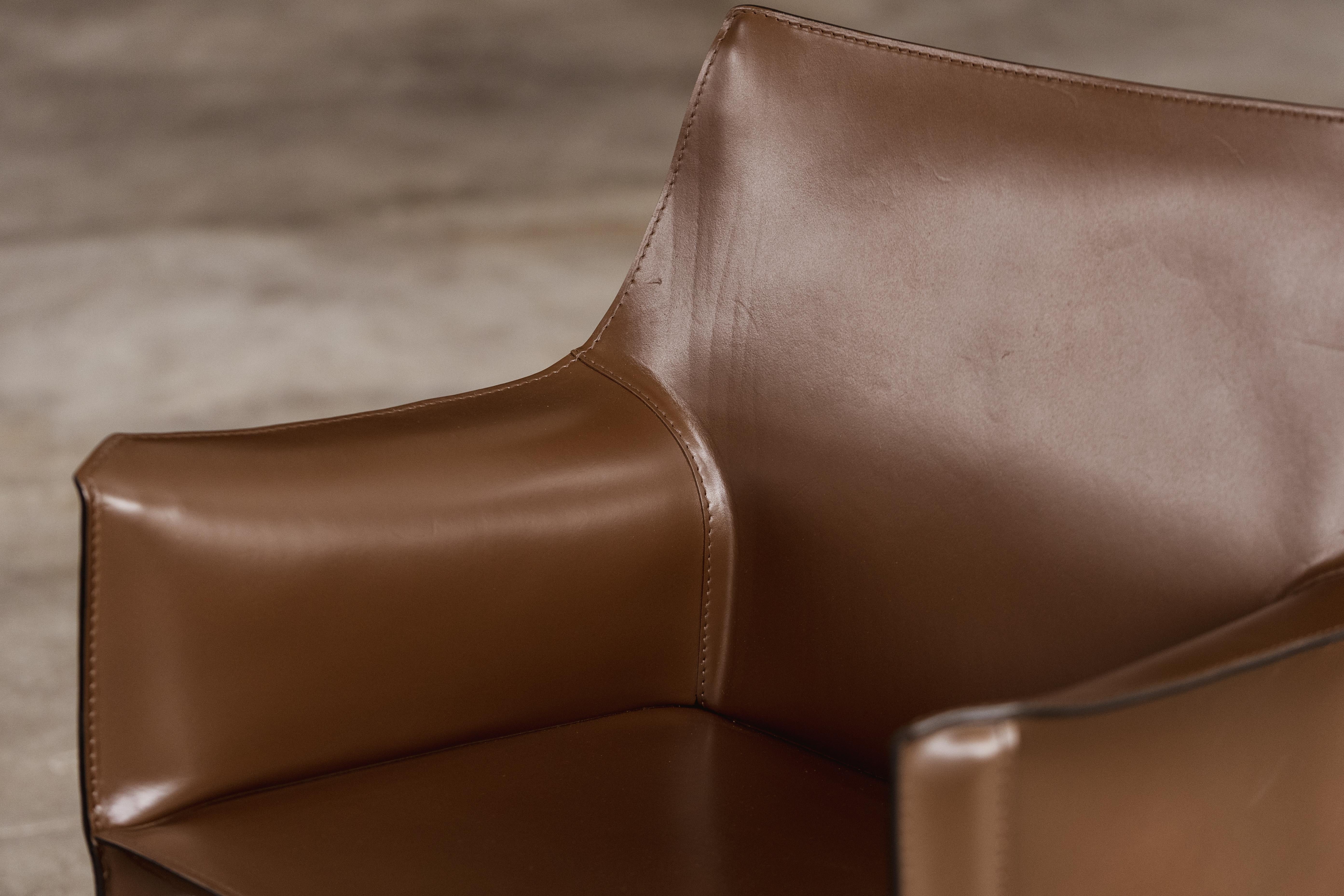 Mario Bellini „CAB 413 Stühle für Cassina, Tabakleder, 1977, Set von 16 Stühlen im Angebot 2