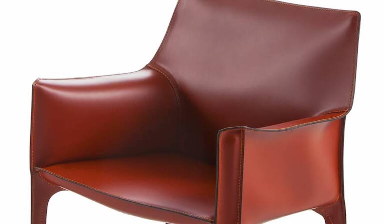 Mid-Century Modern Mario Bellini Cab 413 cowhide leather armchair for Cassina, Italy - new For Sale