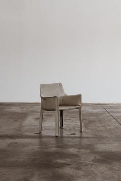 Mario Bellini “CAB 413” Dining Chair for Cassina, Ivory Leather, 1977