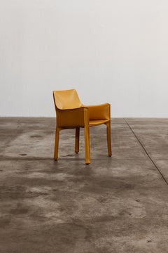 Mario Bellini “CAB 413” Chair for Cassina, Mustard Leather, 1977