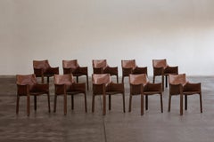 Mario Bellini "CAB 413Chairs for Cassina, Hazelnut Leather, 1977, Set of 10