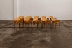 Mario Bellini "CAB 413” Chairs for Cassina, Mustard Leather 1977, Set of 10