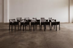 Mario Bellini "CAB 413" Chairs for Cassina, Black Leather, 1977, Set of 10