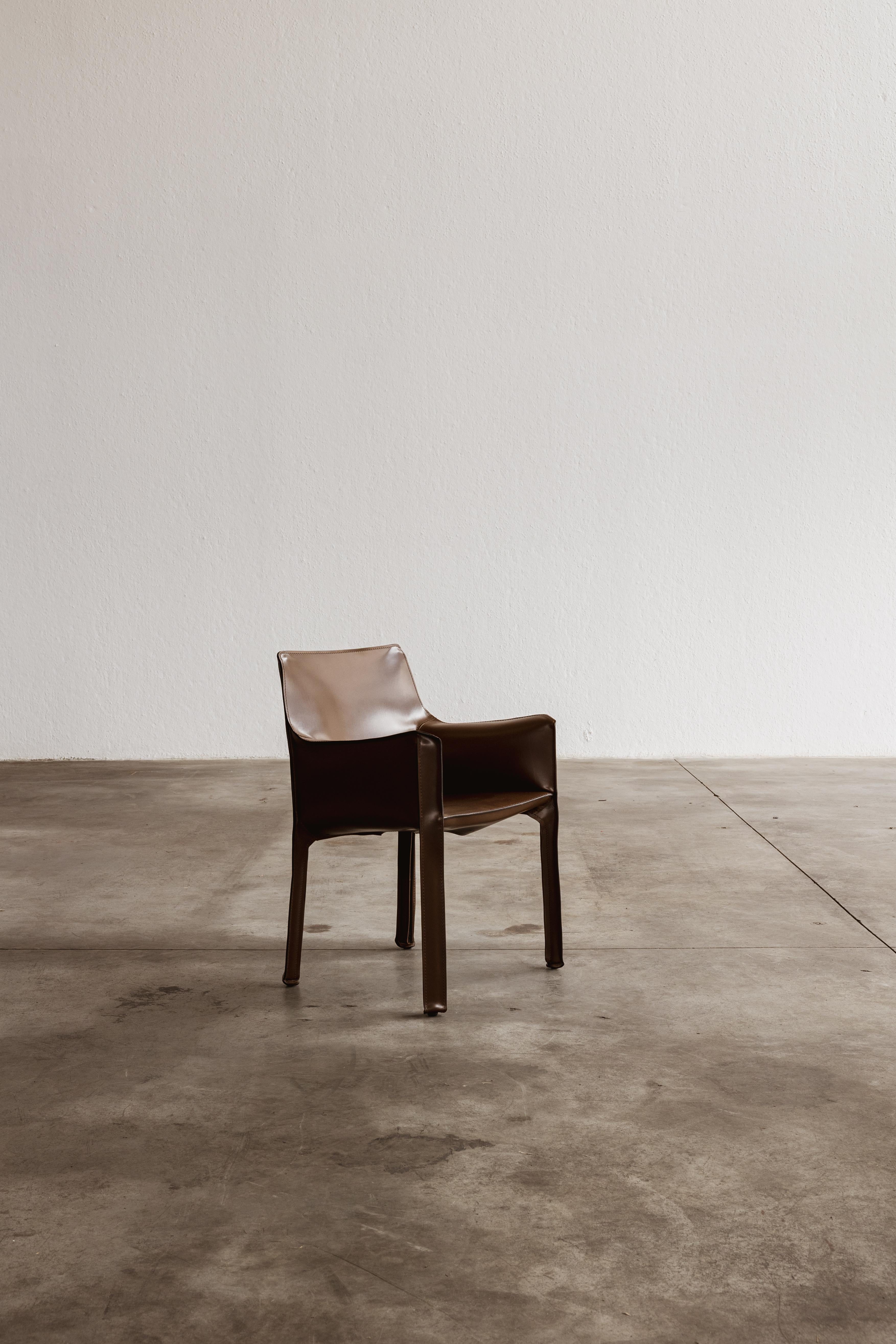 Mario Bellini „CAB 413 Stühle für Cassina, Tabakleder, 1977, Set von 10 Stühlen (Moderne der Mitte des Jahrhunderts) im Angebot