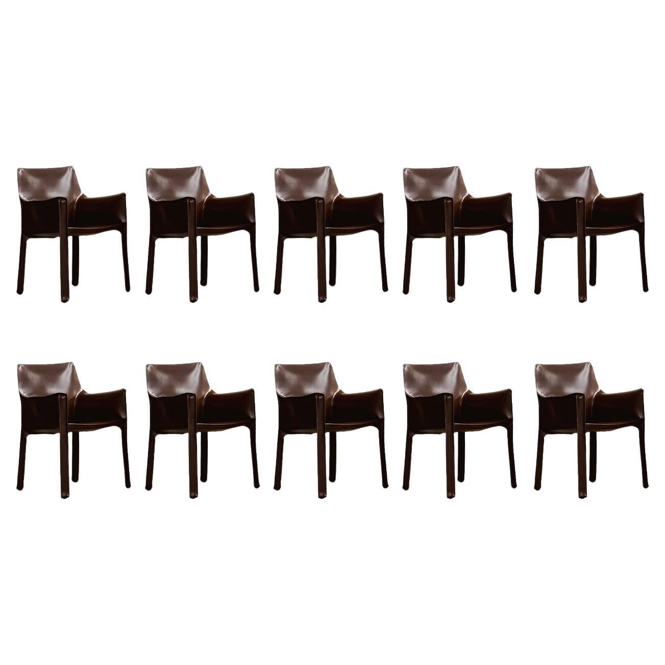 Mario Bellini "CAB 413” Dining Chairs for Cassina, 1977, Set of 10 For Sale