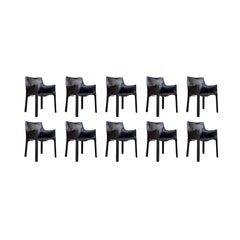 Vintage Mario Bellini "CAB 413" Dining Chairs for Cassina, 1977, Set of 10
