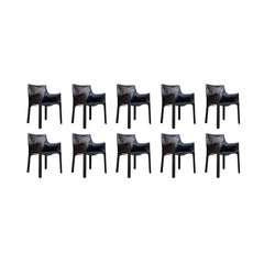 Chaises de salle à manger CAB 413 de Mario Bellini pour Cassina, 1977, lot de 10